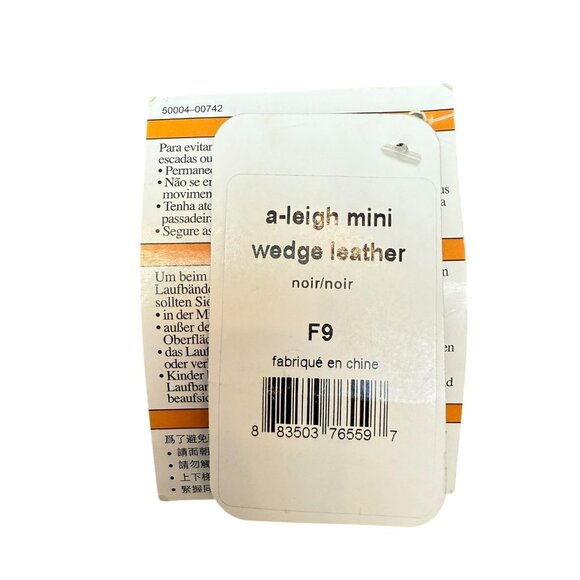 Crocs A Leigh Mini Wedge Sandals Womens 9 Leather Strappy Black - Picture 7 of 7